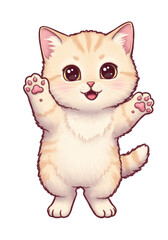 Obraz premium Cute Cartoon Cat Illustration Happy Kitten with Transparent Background