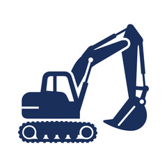 A dynamic silhouette captures an excavator in powerful motion