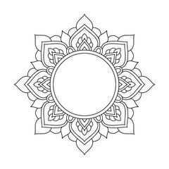 Fototapeta premium Infinite Celestial Flow Mandala in Black and White Coloring Book Page