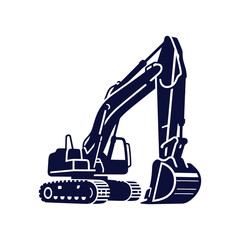 A dynamic silhouette captures an excavator in powerful motion