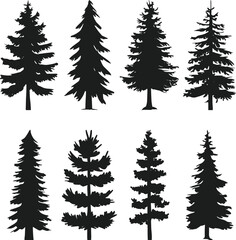Obraz premium Silhouette Vector Collection of Pine and Evergreen Trees for Nature and Outdoor Designs
