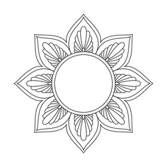 Whimsical Vintage Circles Mandala in Black and White Coloring Book Page