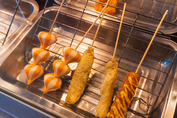Korean odeng. Street food. Fishcake in vegetable and seafood broth.