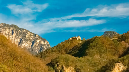 Alpine spring view at the Brenner pass road between Austria and Italy