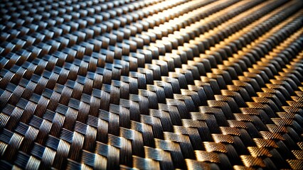 Obraz premium Closeup of Woven Black and Gold Textured Surface Pattern