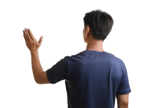 Male stretch out his hand like grab something or threaten someone, Isolated on Transparent or White Background