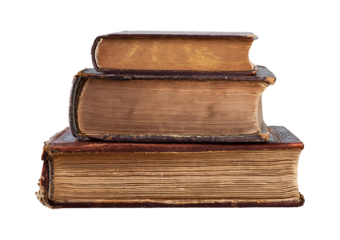 Stack of old books Isolated on transparent or white background