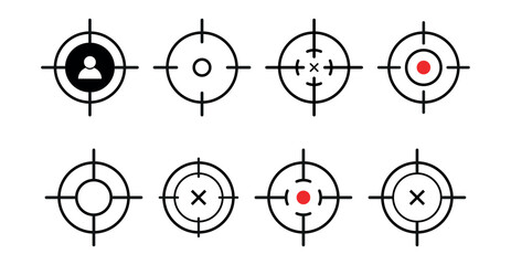 Tactical Sniper Sight Vector Set – Scope, Crosshair, and Target Aim Icons