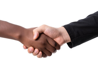 White people black people Handshake Isolated on transparent or white Background