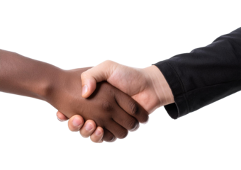 White people black people Handshake Isolated on transparent or white Background
