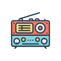 Color illustration icon for radio