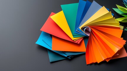 Fototapeta premium Colorful Paper Swatches and Color Palette on Dark Background