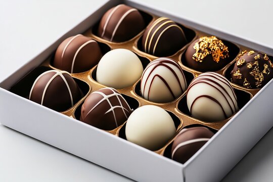 **Chocolate Truffles Arranged In Box With Gold Foil, Clean White Background --Ar 3:2 --S 440 --V 6.1 --P G8Gxrjv** - @Darya (Relaxed) -# Create, Explore, And Organize On [Midjourney.Com](<Https://Midj