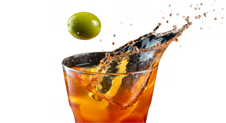 Dynamic Isolated Photo of Liquid Splash with Orange and Olive on Black Background