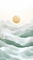 Traditional Chinese ivory white landscape painting illustration poster background