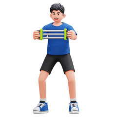 Child Exercising with Resistance Band