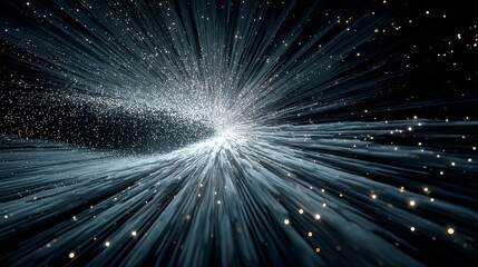 Futuristic technology background with icy blue gradient featuring dynamic flowing particle lines evenly distributed across the screen