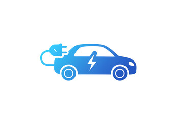 Electric Car Icon Blue Energy Vehicle Charging Transportation