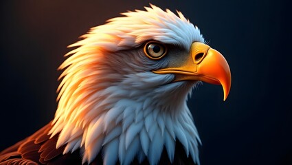 Fototapeta premium Majestic Bald Eagle Portrait A Close-Up Digital Art Rendering of a Wild Bird