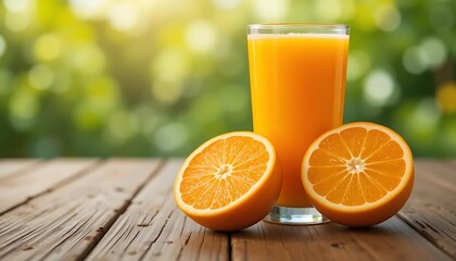 glass of orange juice and orange next to it