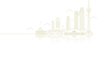 Naklejka premium vector illustration of city skyline