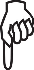 Pointing down hand line drawing