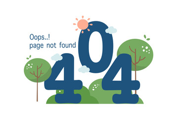 Nature Style 404 Error Page Not Found Vector &ndash; Flat Illustration for Website or App