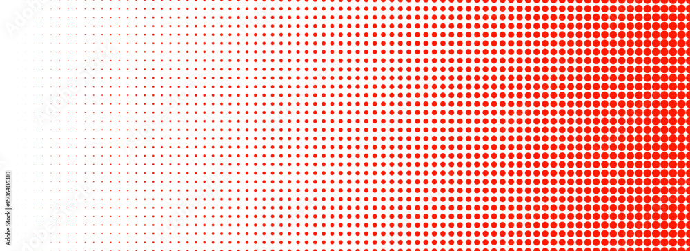 Aufkleber red halftone gradient texture. vanishing cartoon polka dot background. repeated dotted gradation pat