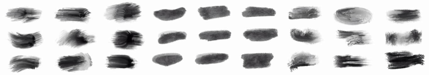 Black Ink Brush Stroke. Isolated on White Background. A bold black brush stroke with rough texture, isolated on a white background.