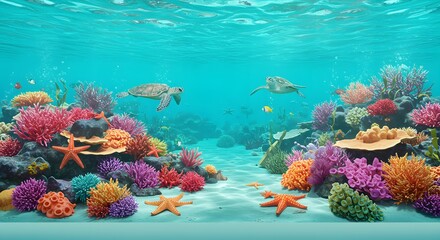 Vibrant underwater coral reef scene