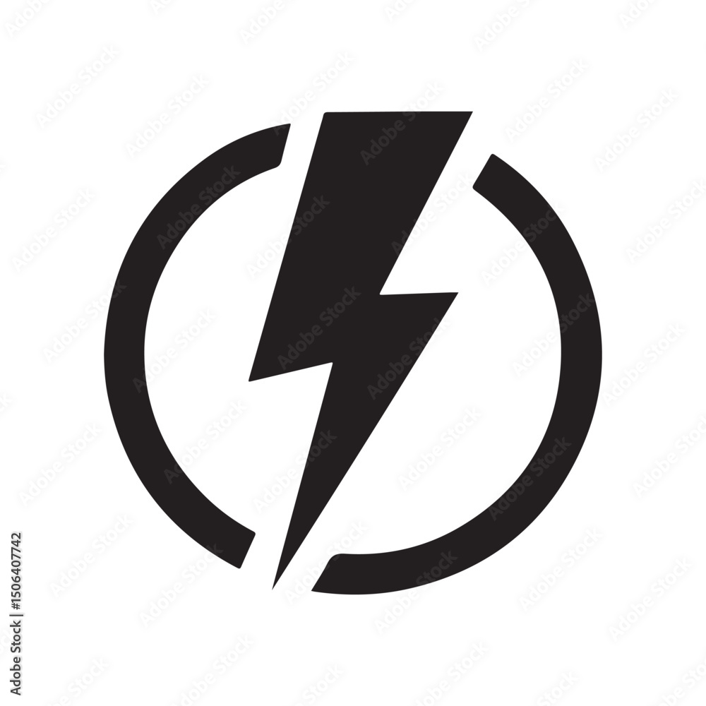 Wall mural vector arrow sign with a shiny blue lightning icon on a round web button for direction and power