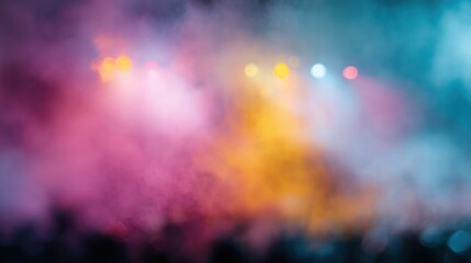 Blurred Stage Lights Behind Smoke