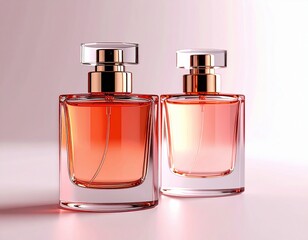 Perfume advertisement, luxury and minimalism: Stylish perfume mockup, neutral tones and soft focus.