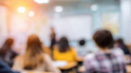 Classroom with Students and Instructor, Blurred View