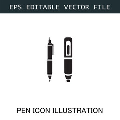 Pen Icon Logo Vector Image in Black and White for Stationery Branding and Graphic Design
