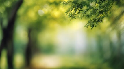 Defocused Tree Branches and Sunlight in Forest