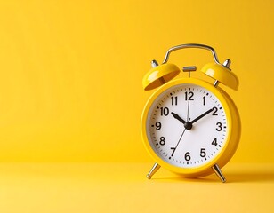 Yellow alarm clock on yellow background (1)