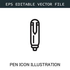 Pen Icon Logo Vector Image in Black and White for Stationery Branding and Graphic Design
