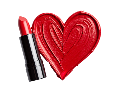 Coeur rouge et rouge à lèvres