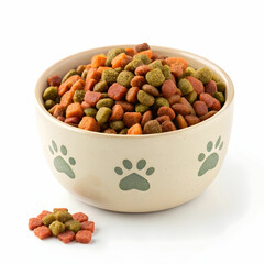 cat food on a bowl on white background