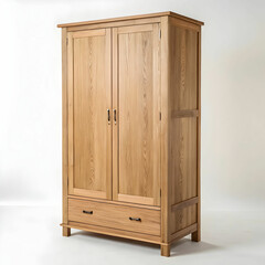 wooden wardrobe on white background
