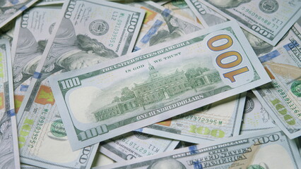 Stacks of Cash Numerous Hundred Dollar Bills Piled Together in Abundance and Value