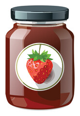 strawberry jam in glass jar - vector illustration