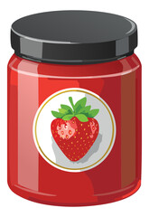 strawberry jam in a jar with label - vector illustration
