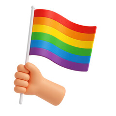 A hand holding a rainbow flag. The flag is a symbol of pride and acceptance for the LGBTQ+ community