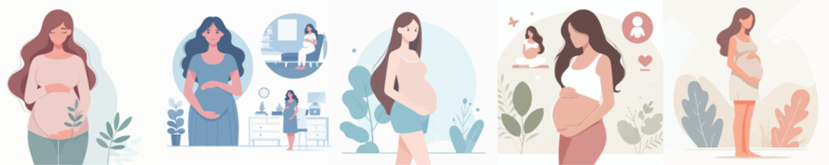 vector set of pregnant women