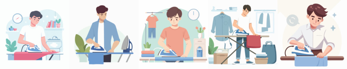 male character vector is ironing