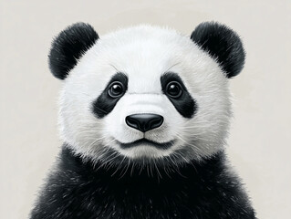 Fototapeta premium A panda bear looking on with a gaze full of innocence.