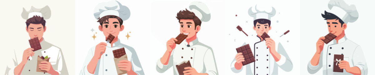 chef character vector eating chocolate