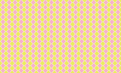 ピンクと黄色の明るいモロッカン模様の壁紙